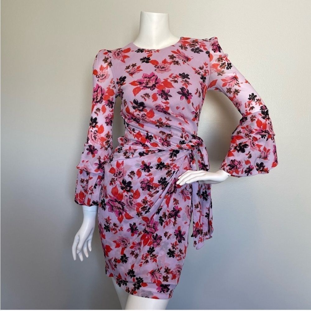 DIANE VON FURSTENBURG- Faridah Floral Stretch Dress Lilac Size Small EUC